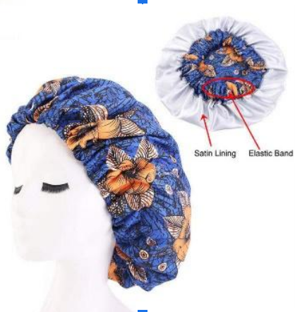 YBL Ankara Premium Bonnet-Blue & Orange Butterfly